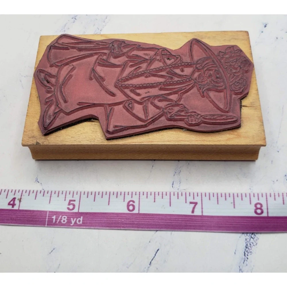 The Stamp Pad Co Little Girl Dress Up Wood Mounted Rubber Stamp